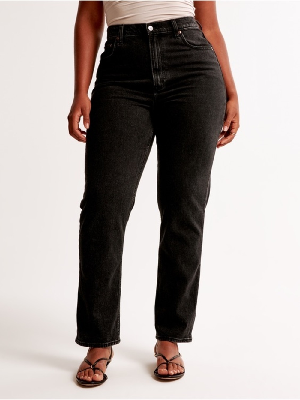 ABERCROMBIE The Ankle Straight Ultra High Rise Jeans Washed Black 28